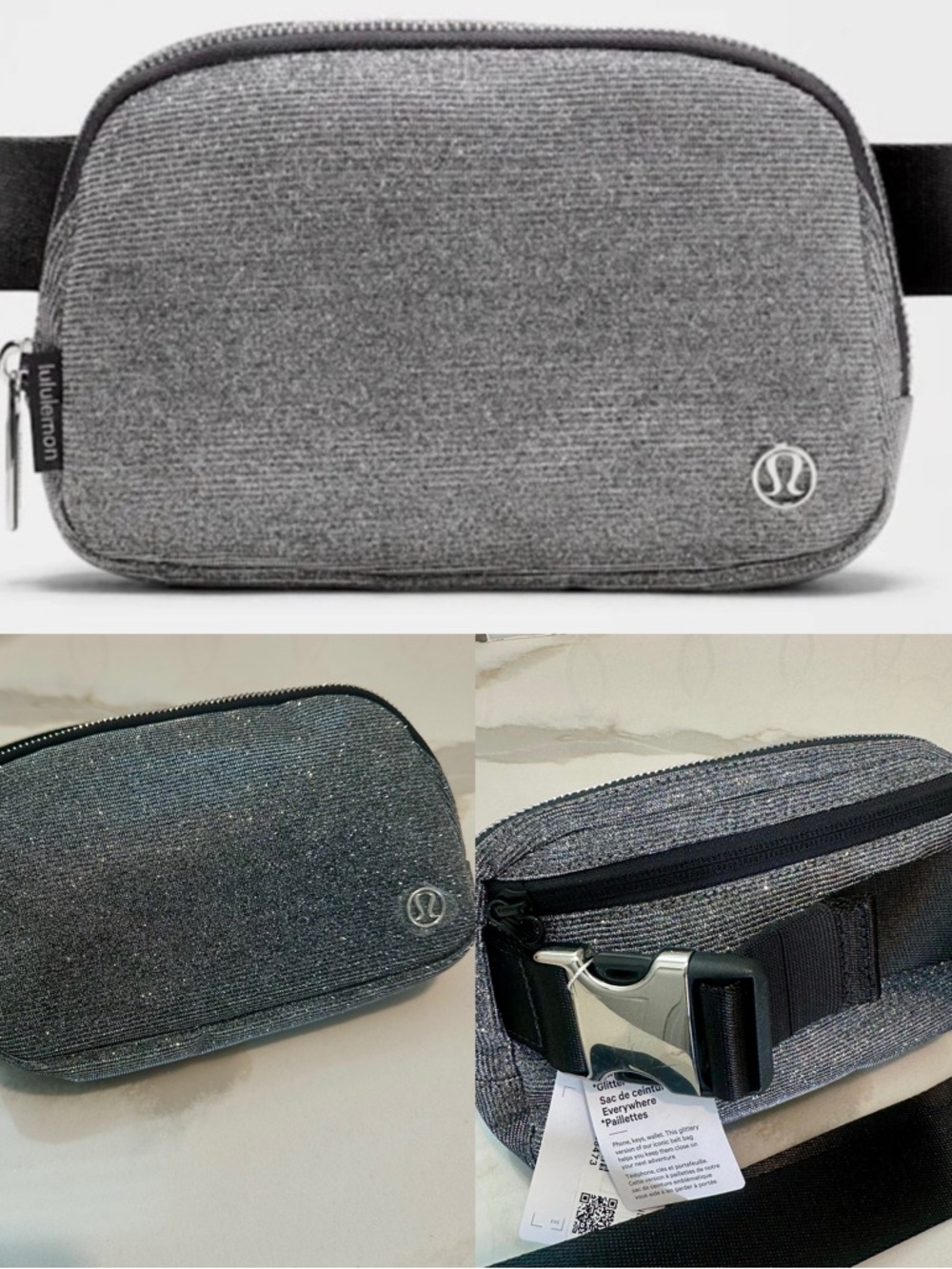 🆕 LULULEMON Everywhere Belt Bag 1L Glitter Grey/Silver NWT